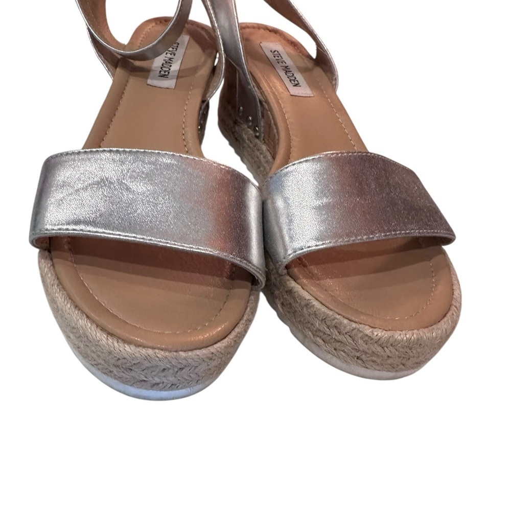 Steve Madden Silver Espadrille Sandals Size 11 - Picture 5 of 7